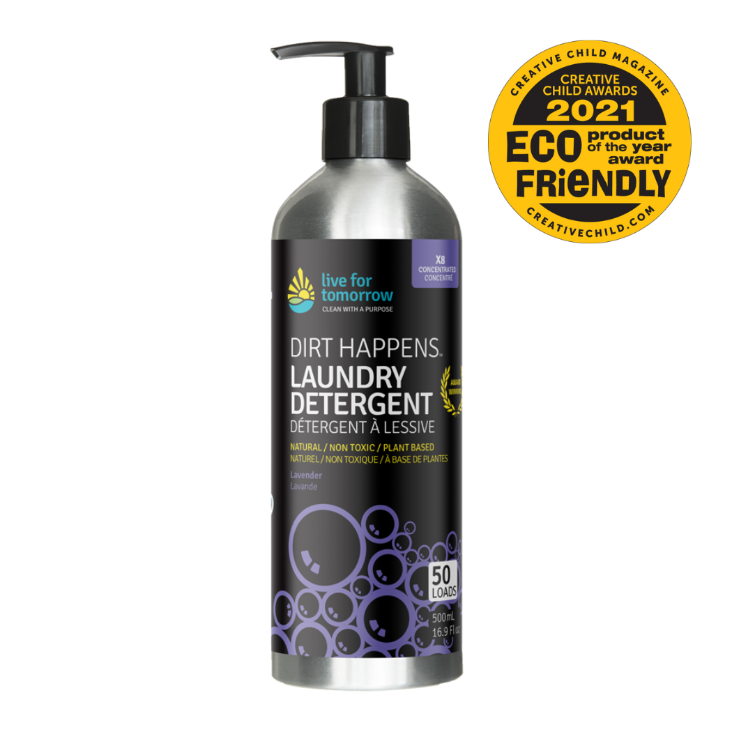 500mL aluminum bottle of Lavender Essential Oil 8x Natural Laundry Soap with Eco-Friendly Product of the YearAward