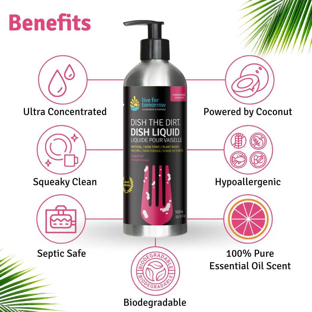 Dish Liquid, Concentrated, Grapefruit, Live For Tomorrow