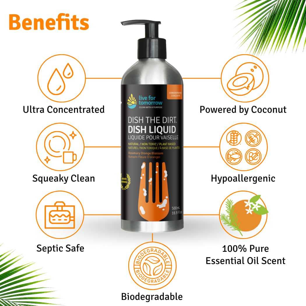 Dish Liquid, Concentrated, Rosemary Orange Blossom, Live For Tomorrow