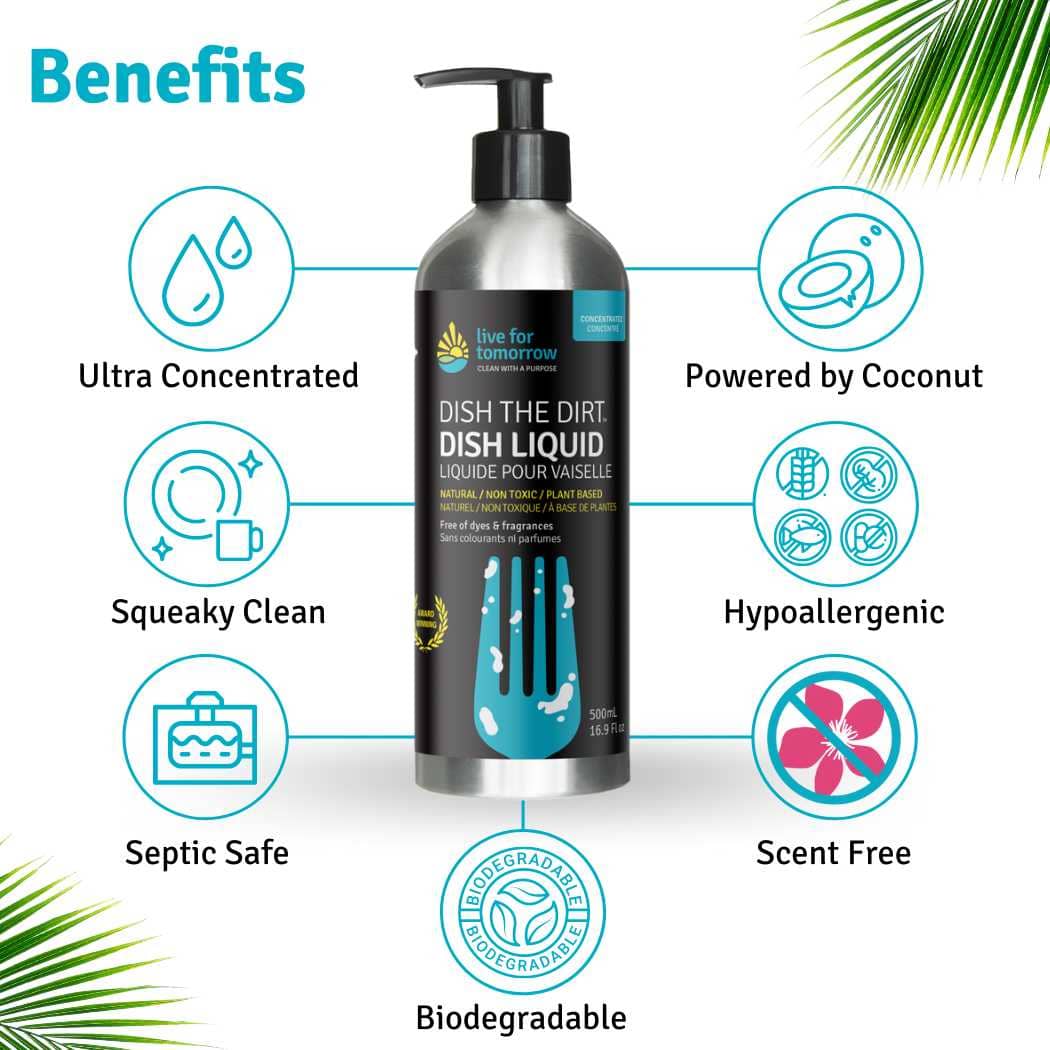 Dish Liquid, Concentrated, Unscented, Live For Tomorrow