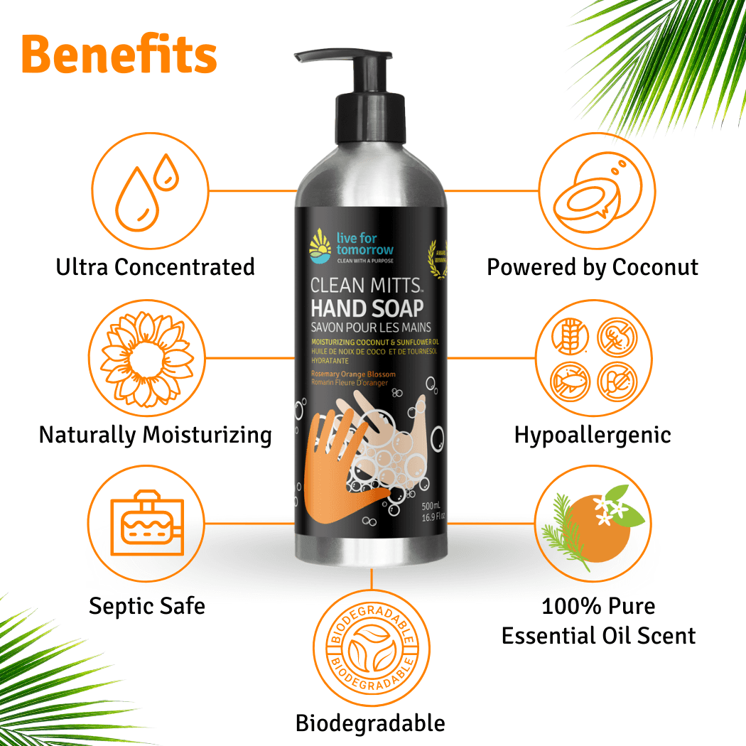 Hand Soap, Rosemary Orange Blossom, with Coconut & Sunflower Moisturizer, Live For Tomorrow