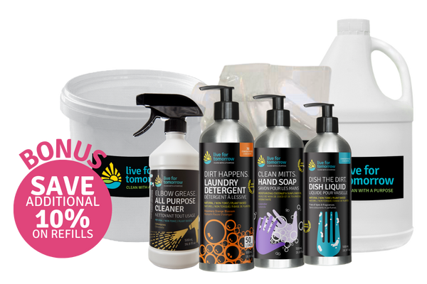 Subscribe to save on Regular and Refill sizes for Natural Hand Soap, Laundry Detergent and Fabric Softener