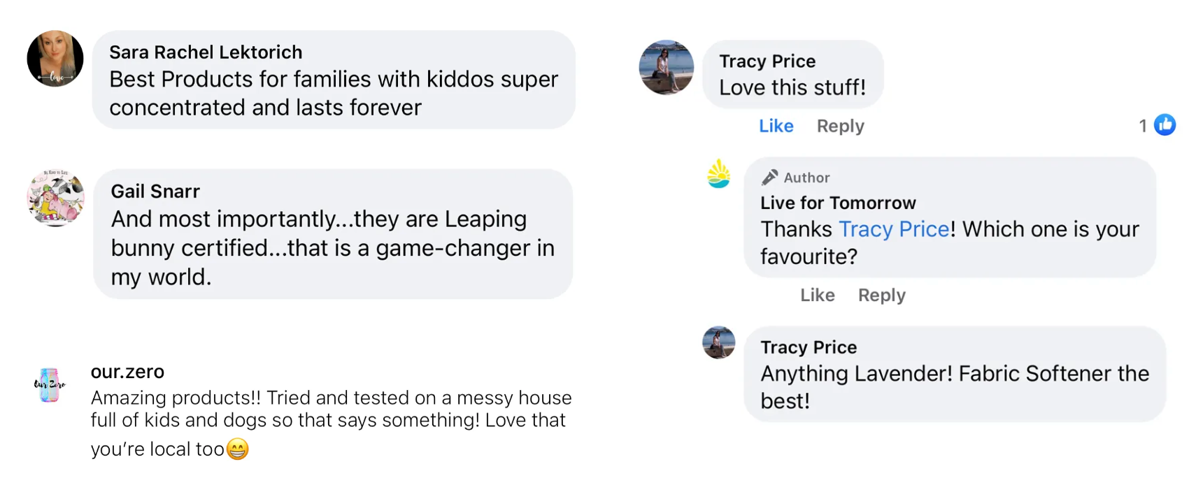 Businesses and retailers that use, sell and love Live for Tomorrow natural products