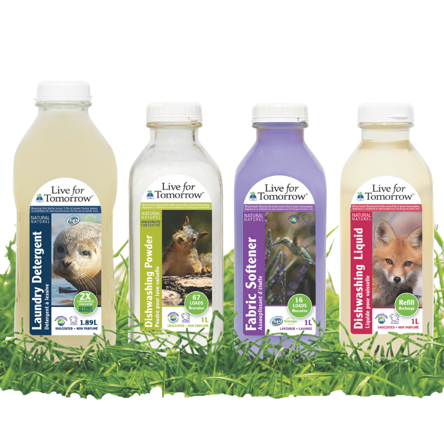 Live for Tomorrow natural cleaning products returnable bottles